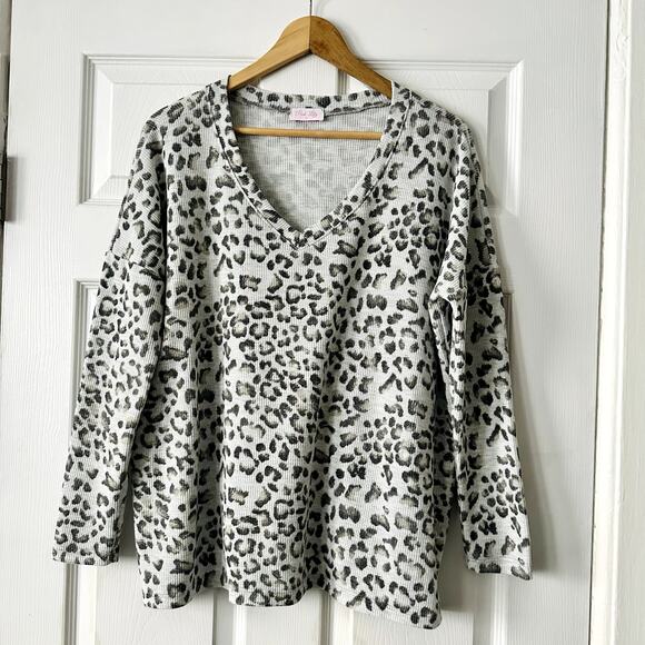 Pink Lily Cheetah Thermal Top Sz S - Picture 1 of 4